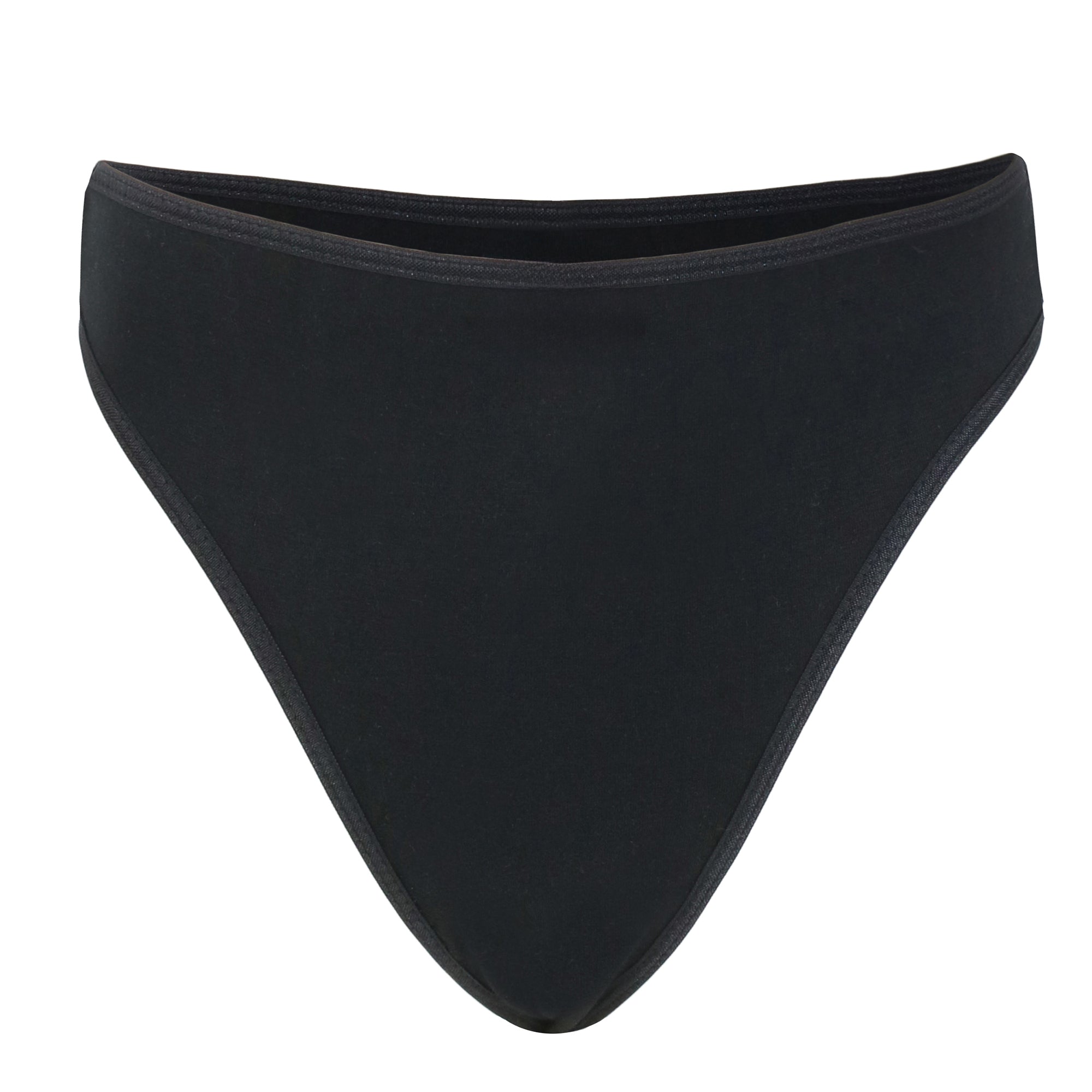 Women Cotton Comfortable Fabric Daily Use Regular Wear Mid Rise Thong Panty  G-String Panties Pack of 3 - Black