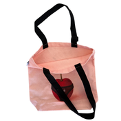 Cherri Tote Bag - top view showing roomy interior and cherry-in-underwear print with black handles
