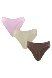 3 Pack Mid-Rise Thongs - Neapolitan