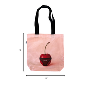 Cherri Tote Bag - alternate top view showing pink canvas bag with roomy interior and black handles